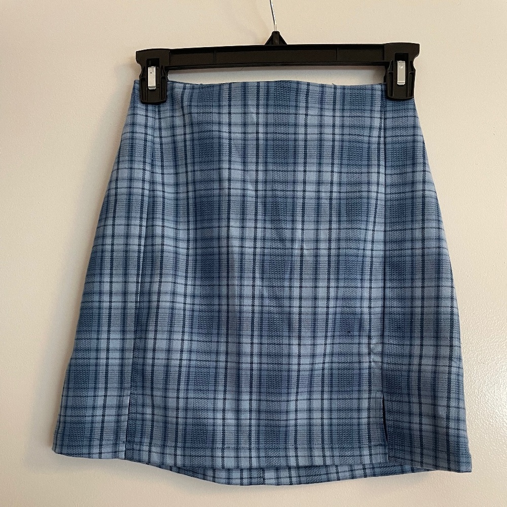 Brandy Melville John Galt blue plaid cara skirt